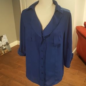 Chiffon button up top